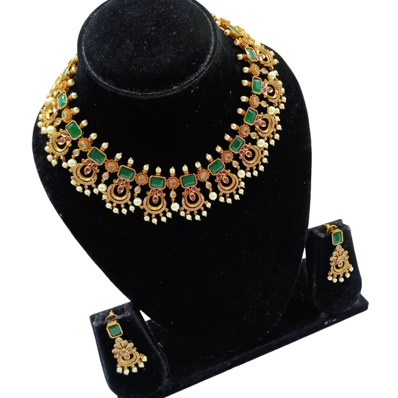 Padmawati Bangles Gold Plated Crystal Stone Choker Necklace Set