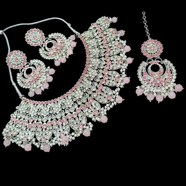 Padmawati Bangles Silver Plated Austrian Stone Choker Necklace Set