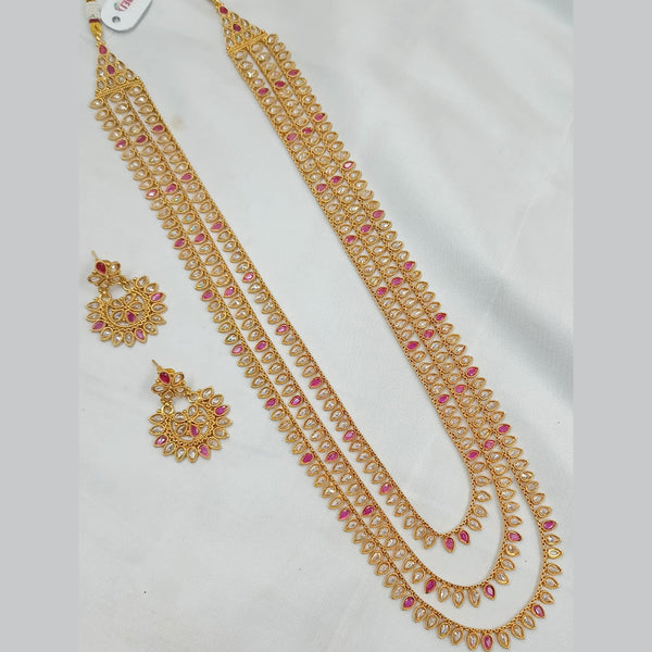 Padmawati Bangles Gold Plated Crystal Stone Long Necklace Set