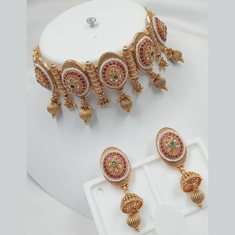 Padmawati Bangles Gold Plated Crystal Stone Choker Necklace Set