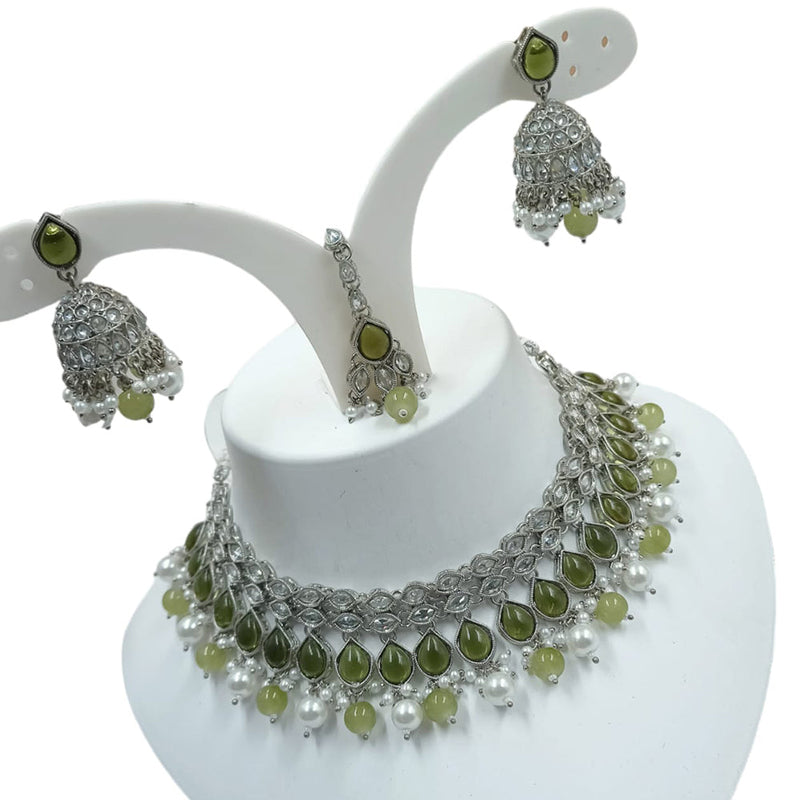 Padmawati Bangles Silver Plated Crystal Stone Choker Necklace Set