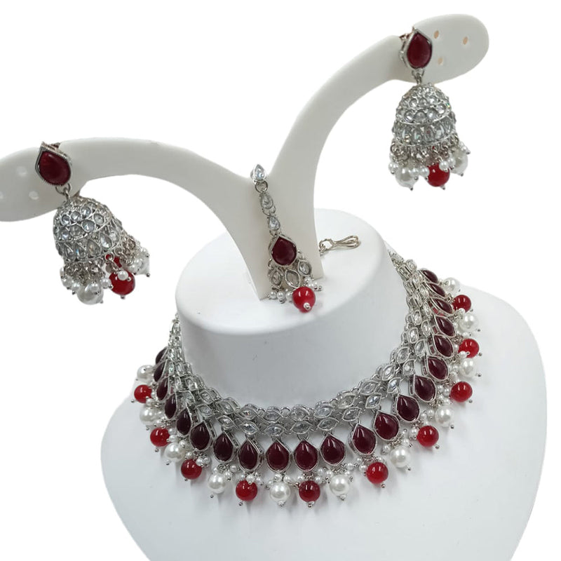 Padmawati Bangles Silver Plated Crystal Stone Choker Necklace Set