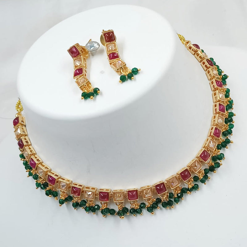 Padmawati Bangles Gold Plated Crystal Stone And Pearls Choker Necklace Set