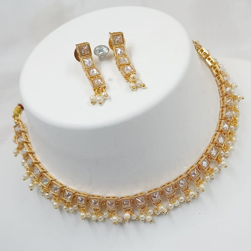 Padmawati Bangles Gold Plated Crystal Stone And Pearls Choker Necklace Set