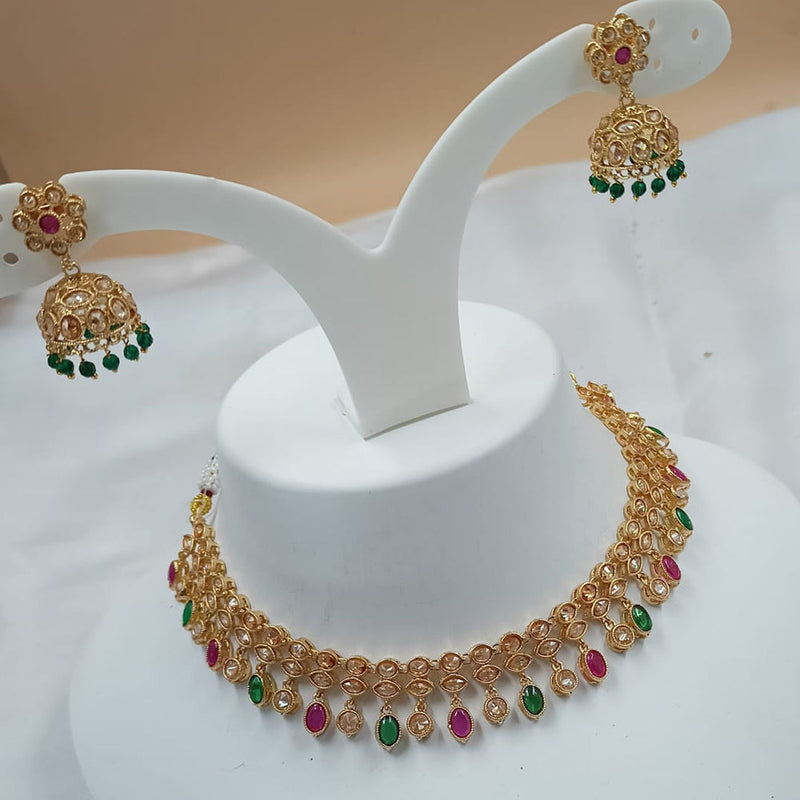 Padmawati Bangles Gold Plated Crystal Stone And Pearls Choker Necklace Set