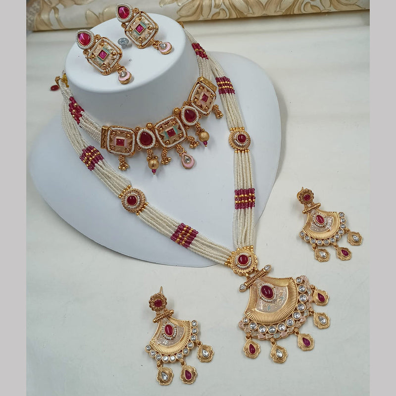 Padmawati Bangles Gold Plated Kundan Stone And Double Necklace Set