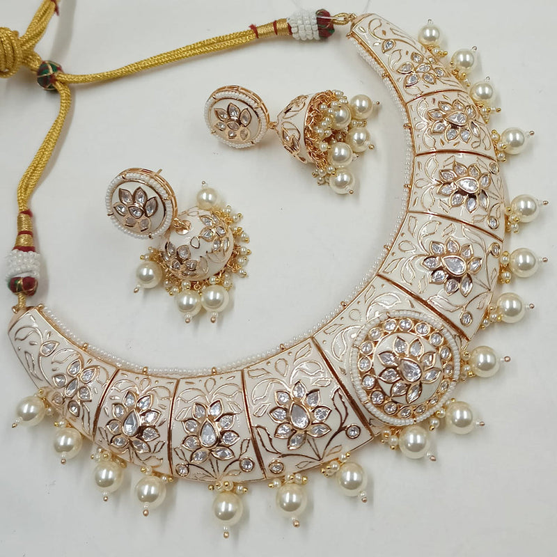 Padmawati Bangles Gold Plated Polki Kundan Stone And Pearls Choker Necklace Set