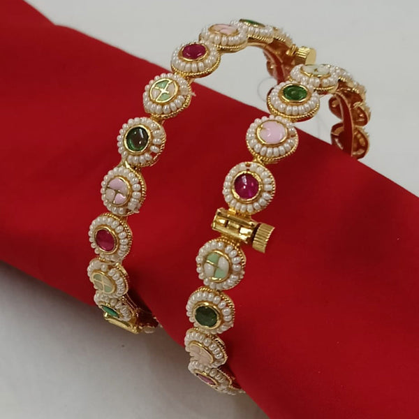 Padmawati Bangles Gold Plated Kundan Openable Bangles Set