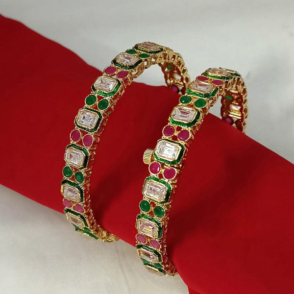 Padmawati Bangles Gold Plated Kundan Openable Bangles Set