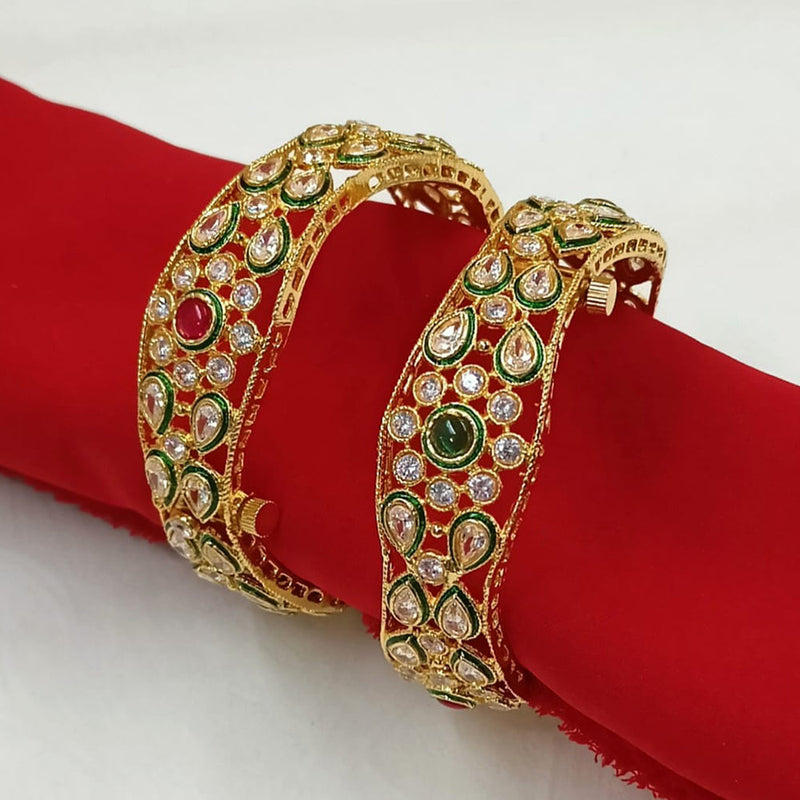 Padmawati Bangles Gold Plated Kundan Openable Bangles Set