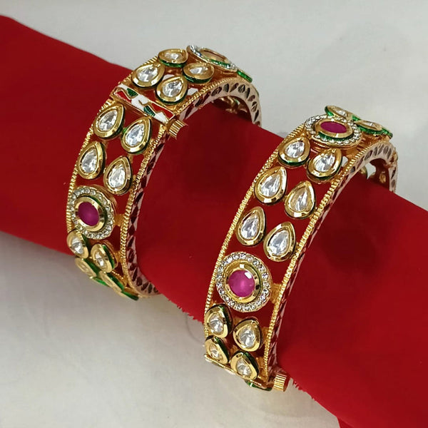 Padmawati Bangles Gold Plated Kundan Openable Bangles Set