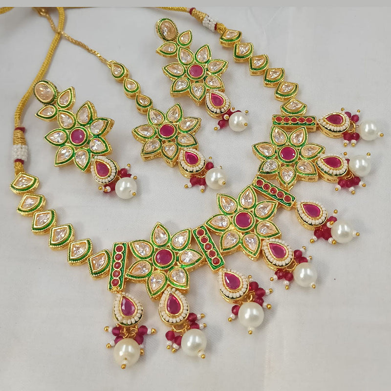 Padmawati Bangles Gold Plated Polki Kundan Stone And Pearls Necklace Set