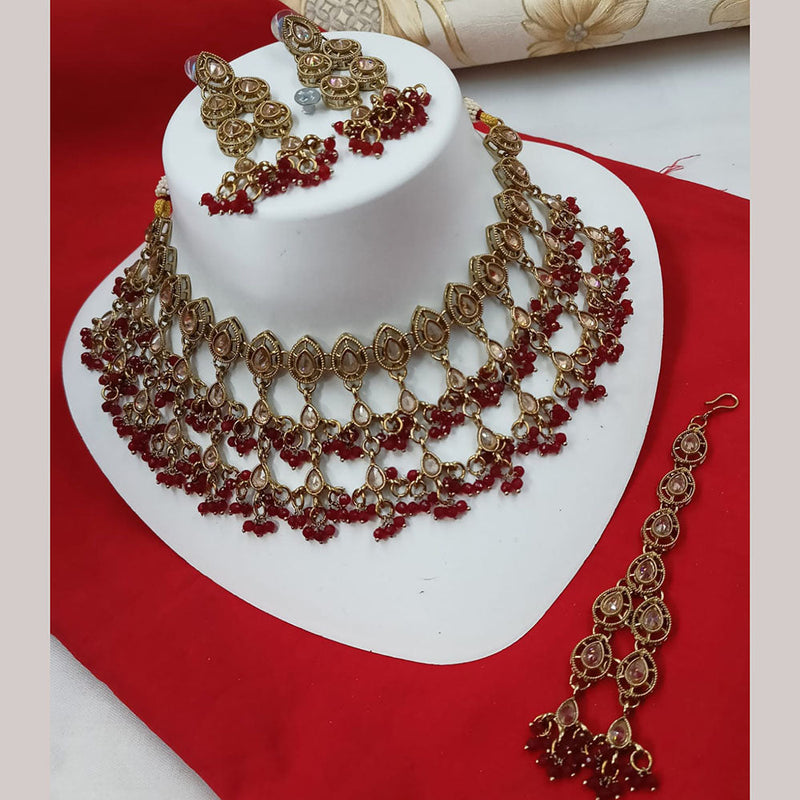 Padmawati Bangles Gold Plated Crystal Stone And Pearls Choker Necklace Set