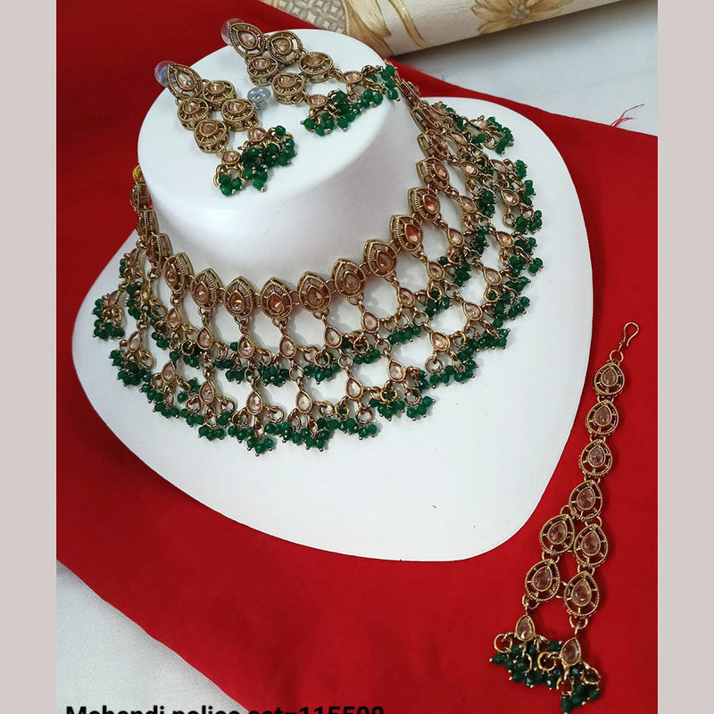 Padmawati Bangles Gold Plated Crystal Stone And Pearls Choker Necklace Set