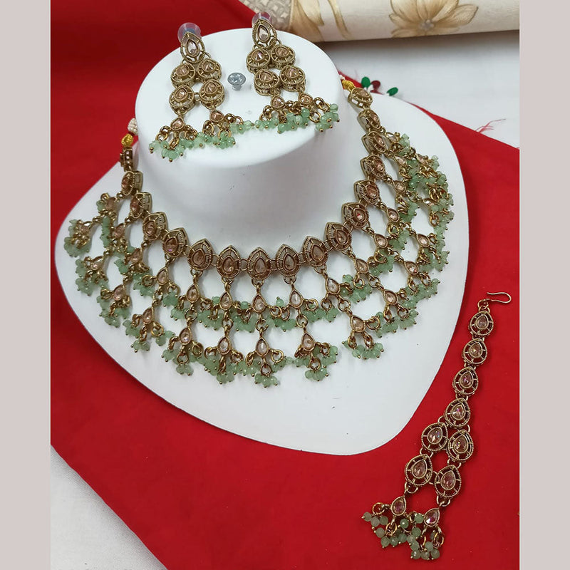 Padmawati Bangles Gold Plated Crystal Stone And Pearls Choker Necklace Set