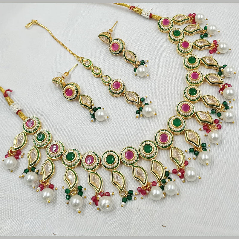 Padmawati Bangles Gold Plated Polki Kundan Stone And Pearls Necklace Set