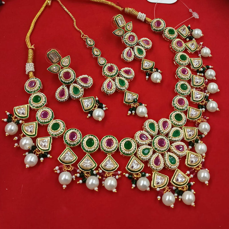 Padmawati Bangles Gold Plated Polki Kundan Stone And Pearls Necklace Set