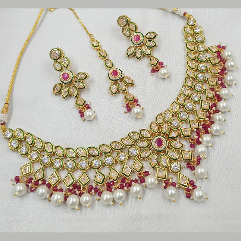 Padmawati Bangles Gold Plated Polki Kundan Stone And Pearls Necklace Set