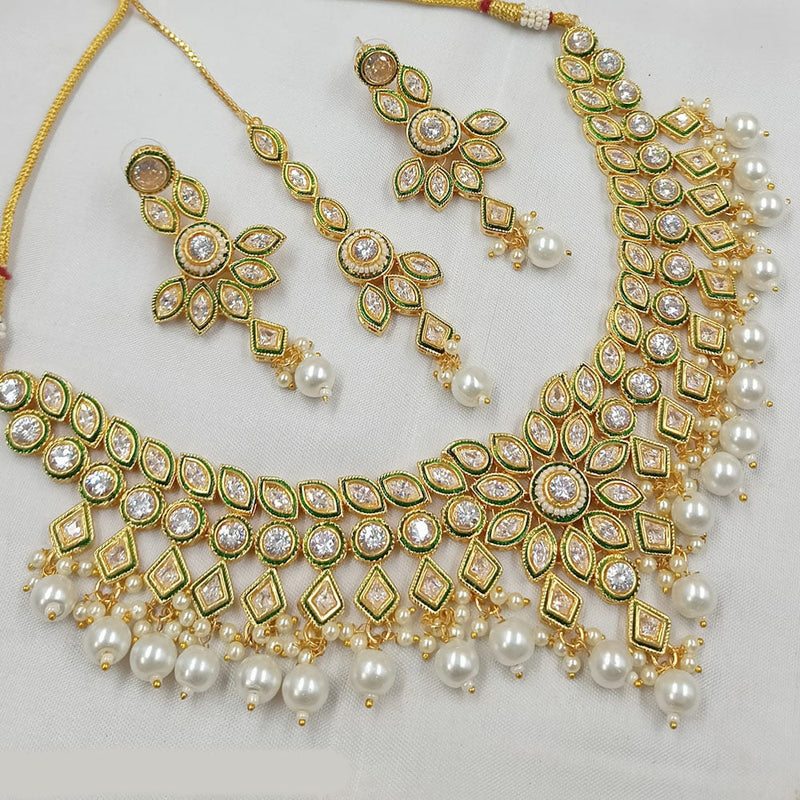 Padmawati Bangles Gold Plated Polki Kundan Stone And Pearls Necklace Set