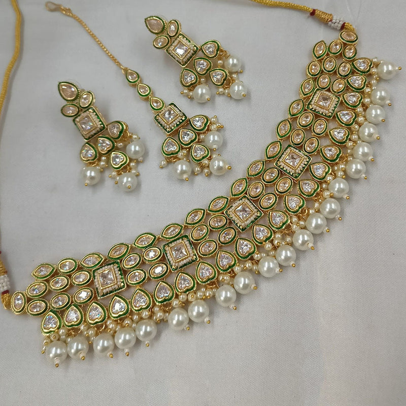 Padmawati Bangles Gold Plated Polki Kundan Stone And Pearls Necklace Set