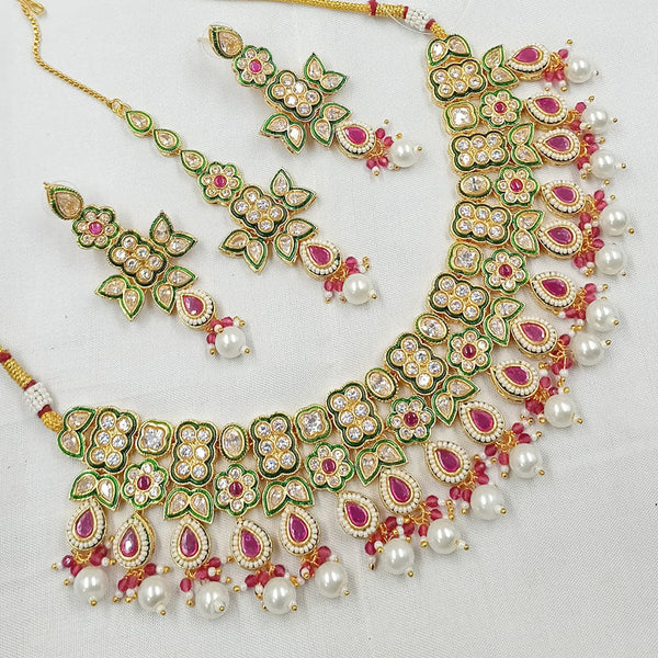 Padmawati Bangles Gold Plated Polki Kundan Stone And Pearls Necklace Set