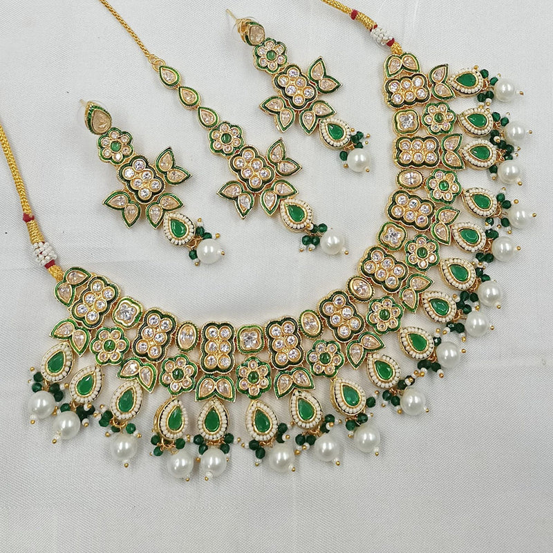 Padmawati Bangles Gold Plated Polki Kundan Stone And Pearls Necklace Set