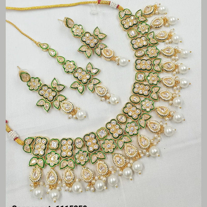 Padmawati Bangles Gold Plated Polki Kundan Stone And Pearls Necklace Set