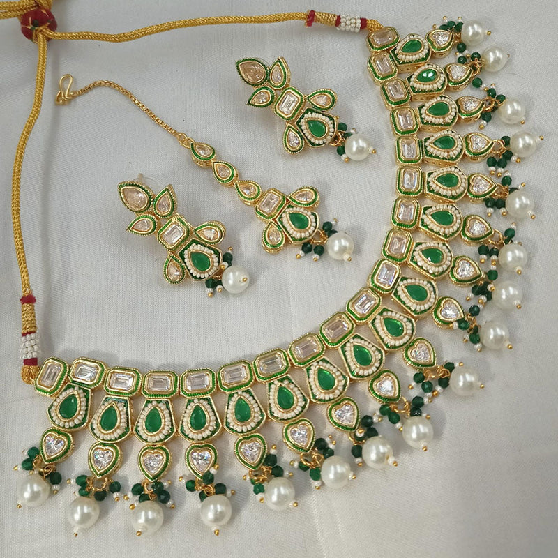 Padmawati Bangles Gold Plated Polki Kundan Stone And Pearls Necklace Set