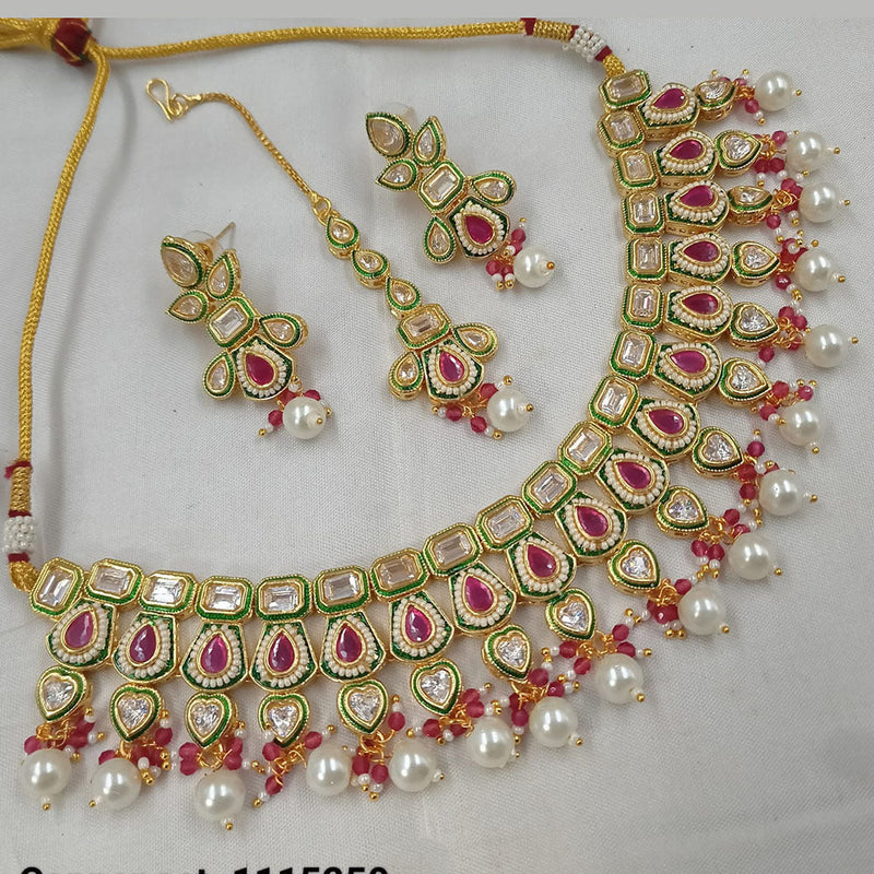 Padmawati Bangles Gold Plated Polki Kundan Stone And Pearls Necklace Set