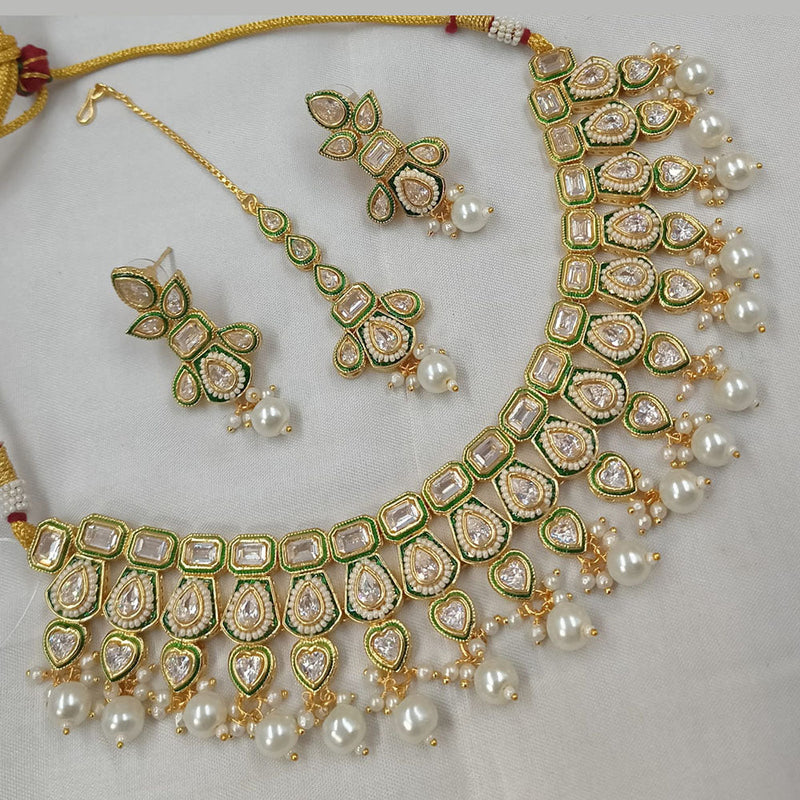 Padmawati Bangles Gold Plated Polki Kundan Stone And Pearls Necklace Set