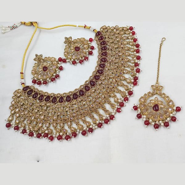 Padmawati Bangles Gold Plated Crystal Stone And Pearls Choker Necklace Set