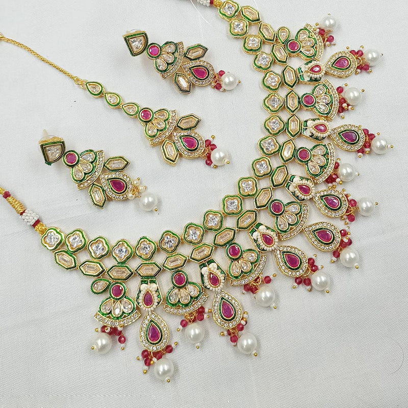 Padmawati Bangles Gold Plated Polki Kundan Stone And Pearls Necklace Set