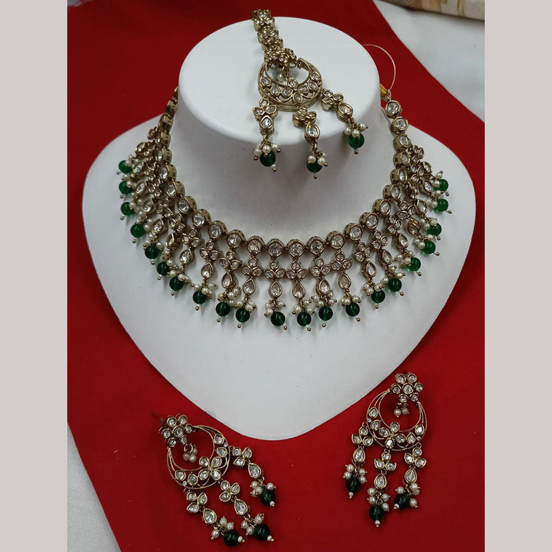 Padmawati Bangles Gold Plated Polki Kundan Stone And Pearls Necklace Set