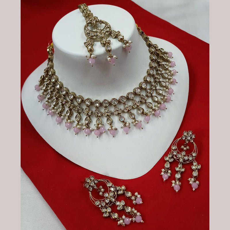 Padmawati Bangles Gold Plated Polki Kundan Stone And Pearls Necklace Set