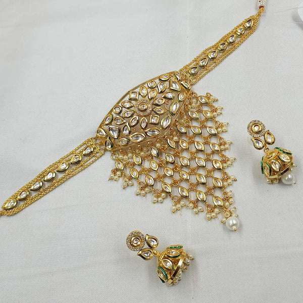 Padmawati Bangles Gold Plated Kundan Stone And Pearls Choker Necklace Set