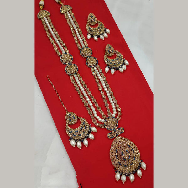 Padmawati Bangles Gold Plated Crystal Stone And Pearls Long Necklace Set