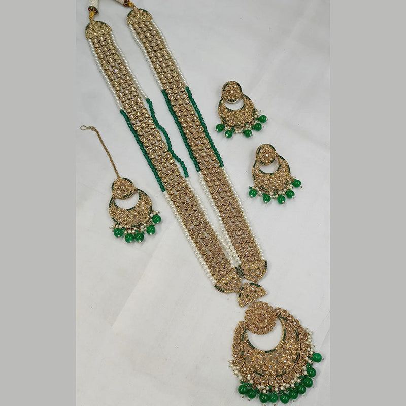 Padmawati Bangles Gold Plated Crystal Stone And Pearls Long Necklace Set