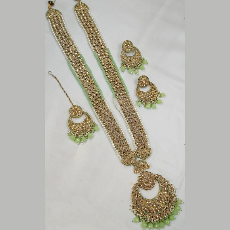 Padmawati Bangles Gold Plated Crystal Stone And Pearls Long Necklace Set