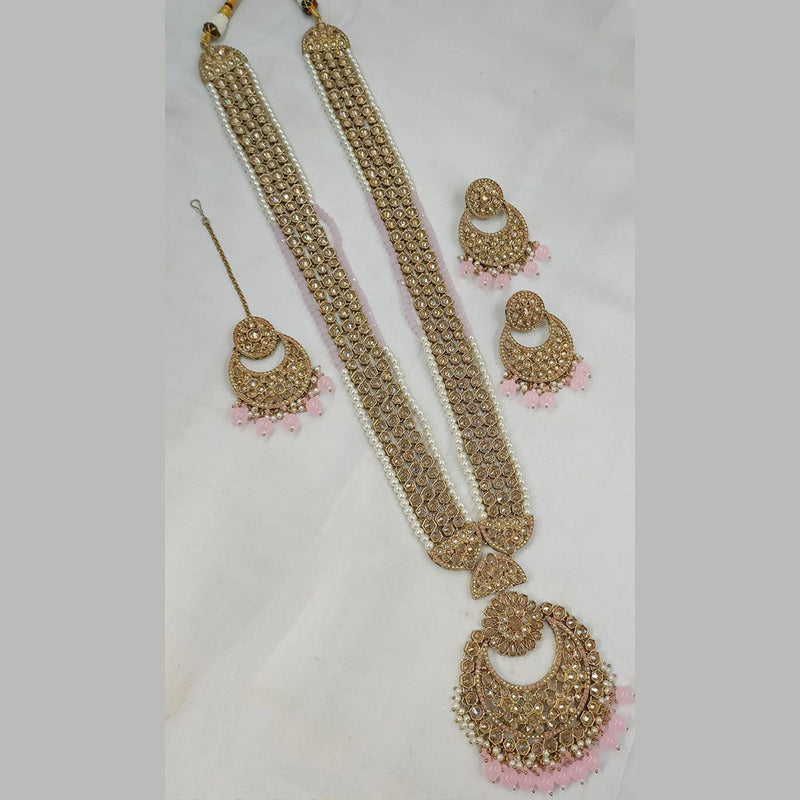 Padmawati Bangles Gold Plated Crystal Stone And Pearls Long Necklace Set