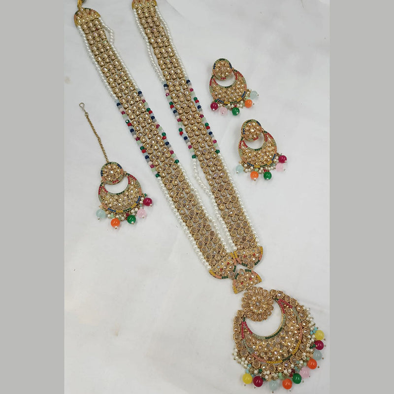 Padmawati Bangles Gold Plated Crystal Stone And Pearls Long Necklace Set