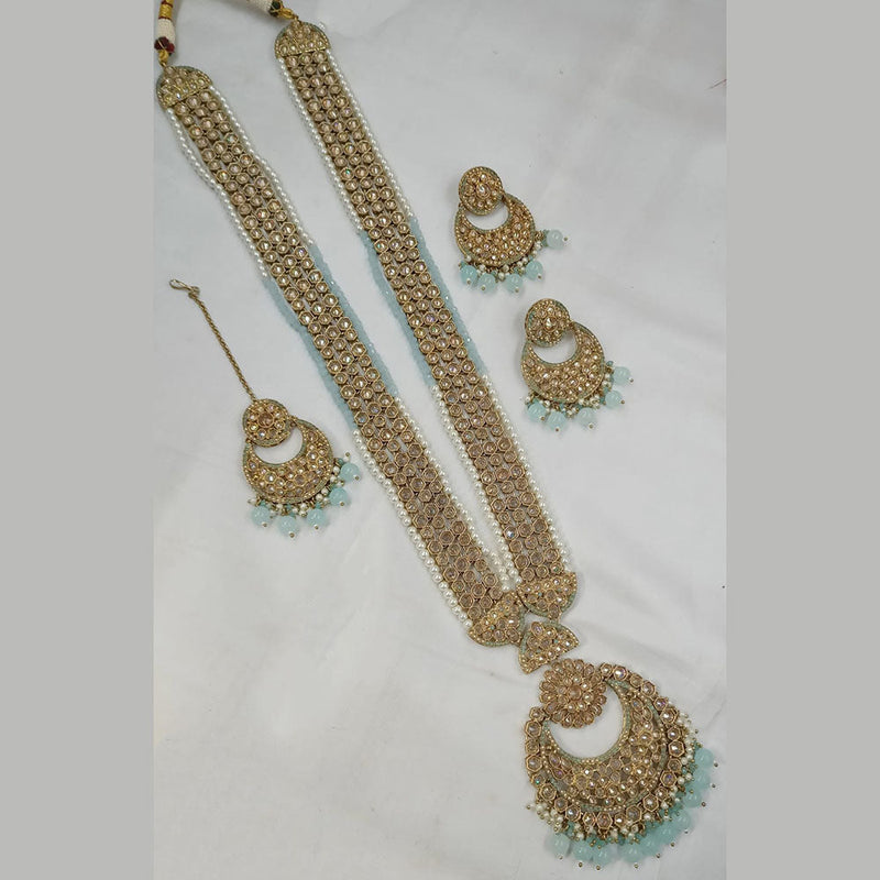 Padmawati Bangles Gold Plated Crystal Stone And Pearls Long Necklace Set