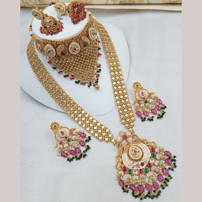 Padmawati Bangles Gold Plated Kundan Stone And Meenakari Double Necklace Set