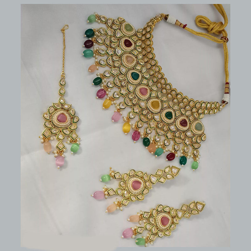 Padmawati Bangles Gold Plated Polki Kundan Stone And Pearls Necklace Set