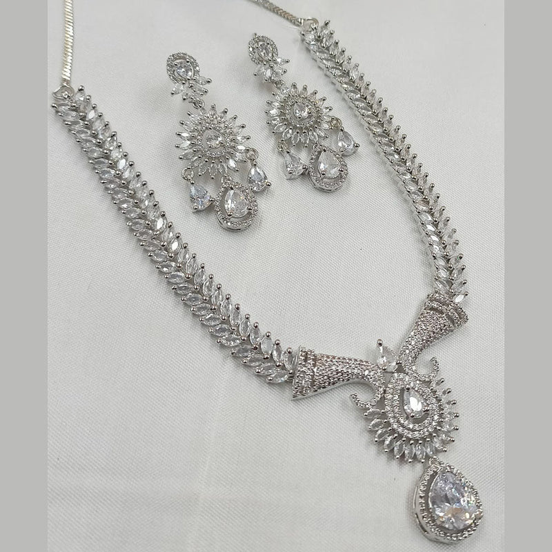 Padmawati Bangles Silver Plated AD Long Necklace Set