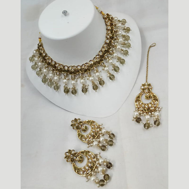 Padmawati Bangles Gold Plated Polki Kundan Stone And Pearls Necklace Set