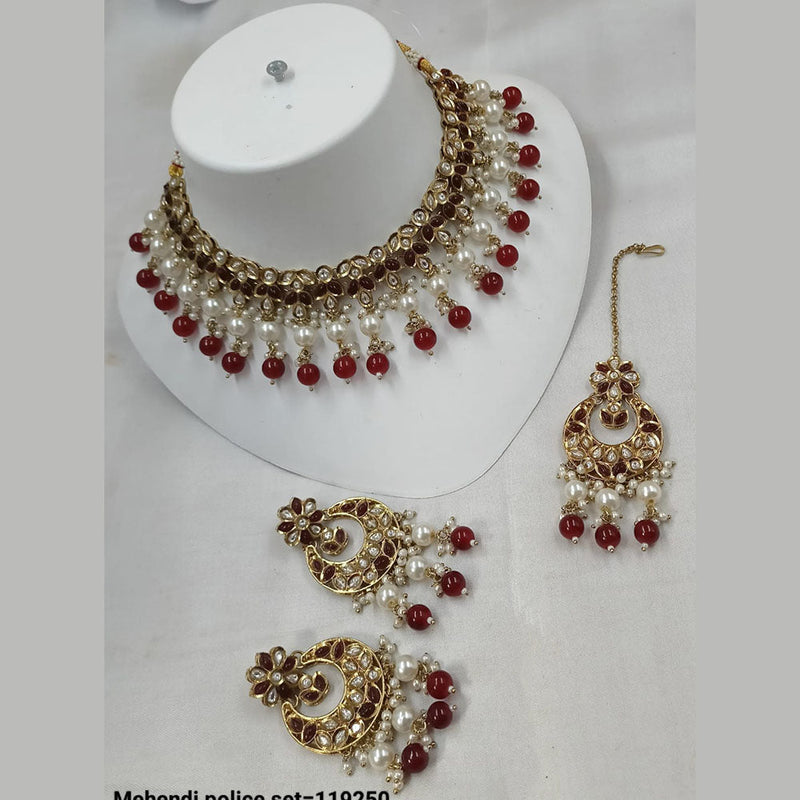 Padmawati Bangles Gold Plated Polki Kundan Stone And Pearls Necklace Set