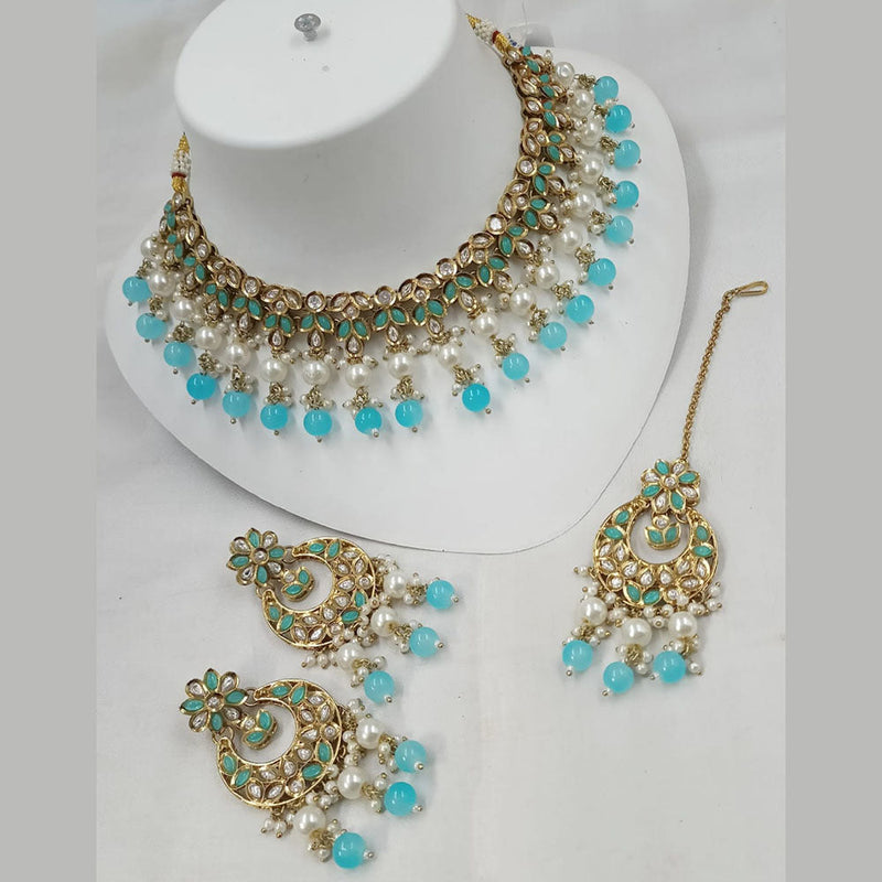 Padmawati Bangles Gold Plated Polki Kundan Stone And Pearls Necklace Set