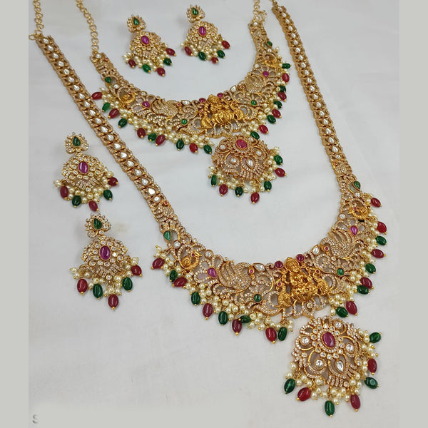 Padmawati Bangles Gold Plated AD And Beads Long Necklace Combo