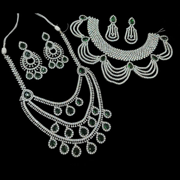 Padmawati Bangles Silver Plated AD Necklace Combo