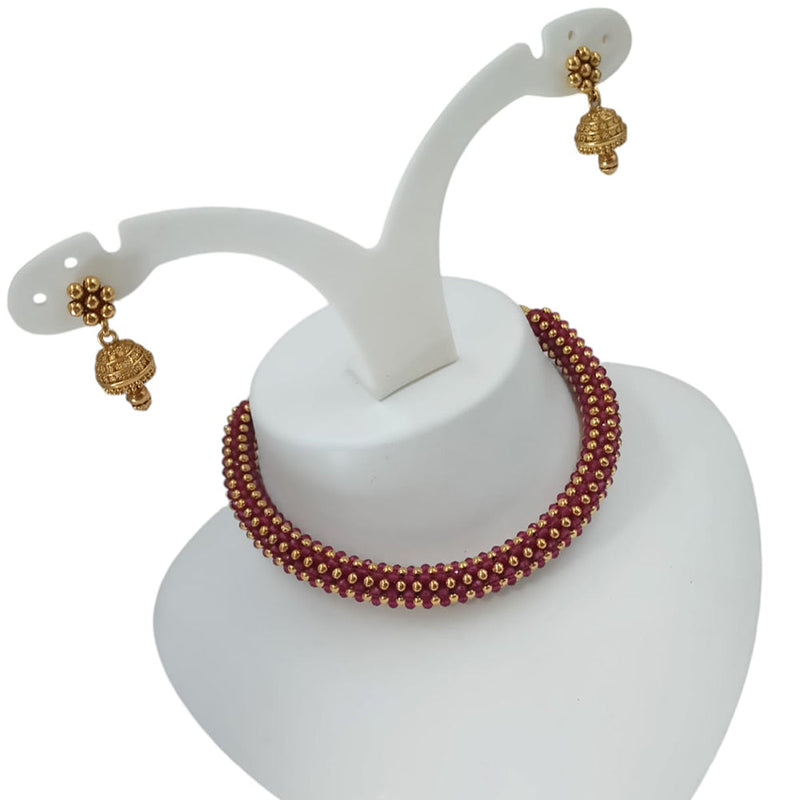 Padmawati Bangles Gold Plated Pearls Choker Necklace Set